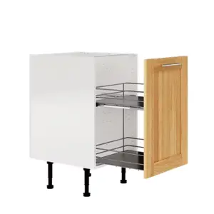 Meuble de rangement bas 50 cm décor imitation chêne doré ILONA