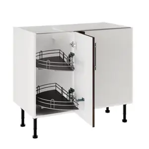 Meuble de rangement bas 100 cm décor imitation chêne gris demi-lune BASILIE