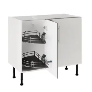 Meuble de rangement bas d’angle 100 cm demi-lune gris mat ADÈLE