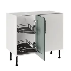 Meuble de rangement bas d’angle 100 cm demi-lune vert sauge COLINE