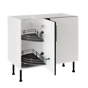 Meuble de rangement bas d’angle 100 cm demi-lune anthracite mat DORICE