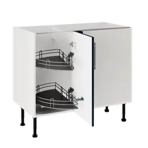 Meuble de rangement bas d'angle 100 cm demi-lune bleu mat DORICE