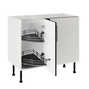 Meuble de rangement bas d'angle 100 cm demi-lune anthracite mat FLORIE