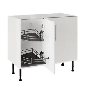 Meuble de rangement bas d’angle 100 cm demi-lune blanc mat FLORIE