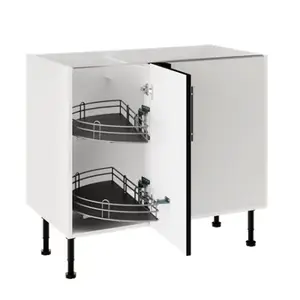 Meuble de rangement bas d'angle 100 cm demi-lune noir mat HELINE