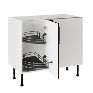 Meuble de rangement bas d’angle 100 cm décor imitation noyer mat HELINE