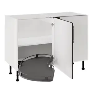 Meuble de rangement bas d’angle 120 cm décor imitation chêne gris BASILIE