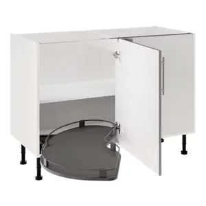Meuble de rangement bas d’angle 120 cm gris mat ADÈLE