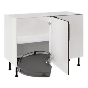 Meuble de rangement bas d’angle 120cm décor imitation chêne fumé BASILIE