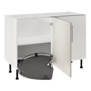 Meuble de rangement bas d'angle 120 cm beige mat DORICE
