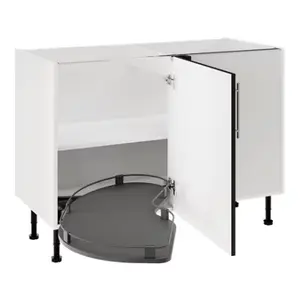 Meuble bas d'angle de cuisine 120 cm anthracite mat avec rangement coulissant FLORIE