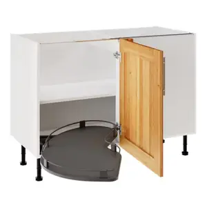 Meuble bas d’angle de cuisine 120 cm décor imitation chêne doré avec rangement coulissant ILONA