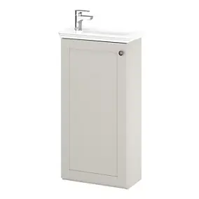 Meuble lave mains à poser taupe l.43,5 cm 1 porte Imandra + plan vasque blanc céramique Endell, GoodHome