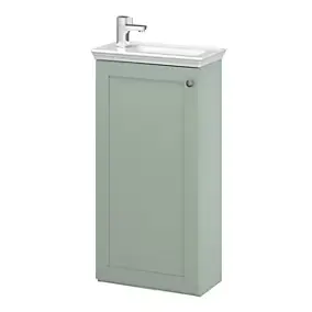 Meuble lave mains à poser vert sauge l.43,5 cm 1 porte Imandra + lave mains blanc céramique Endell, GoodHome