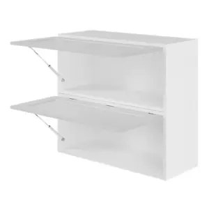 Meuble sur-hotte de cuisine ACASUS gris mat - L.80 x H.36 x P.32 cm 2 portes relevables