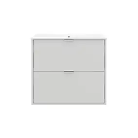 Meuble sous vasque suspendu blanc l.80 cm GoodHome Nava + plan vasque blanc céramique Opah