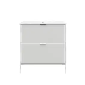 Meuble sous vasque suspendu blanc l.80 cm Nava + plan vasque blanc céramique Opah + 2 pieds réglables chromé H.15,6 cm Nava, GoodHome