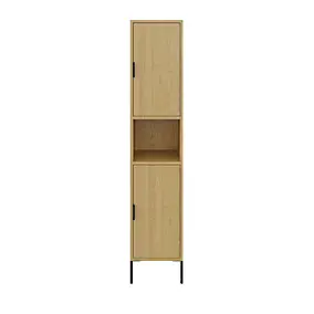 Colonne de salle de bains effet chêne H.160 cm + 2 pieds réglables noir H.15,6 cm GoodHome Nava