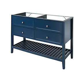 Ensemble meuble sous vasque bleu mat GoodHome Perma + plan vasque double en céramique blanc brillant L.120 cm GoodHome Endell