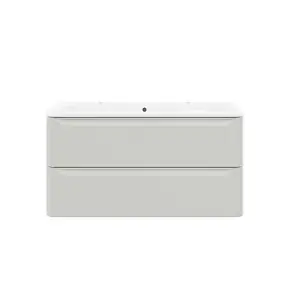 Ensemble meuble sous vasque cachemire + plan vasque en résine blanc L.120,4 cm GoodHome Nevado