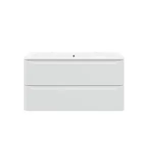 Ensemble meuble sous vasque blanc + plan vasque en résine blanc L.120,4 cm GoodHome Nevado