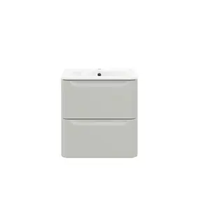 Ensemble meuble sous vasque cachemire + plan vasque en résine blanc L.60,4 cm GoodHome Nevado