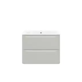 Ensemble meuble sous vasque cachemire + plan vasque en résine blanc L.80,4 cm GoodHome Nevado