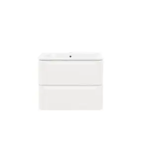 Ensemble meuble sous vasque blanc + plan vasque en résine blanc L.80,4 cm GoodHome Nevado
