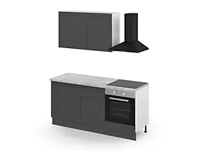 Cuisine complète GoodHome Artemisia gris graphite 2 caissons hauts + 3 bas sans électroménager l.80 cm