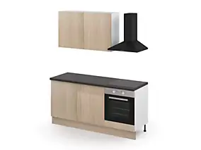 Cuisine complète GoodHome Chia effet chêne clair 2 caissons hauts + 3 bas sans électroménager l.80 cm