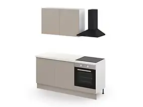 Cuisine complète GoodHome Elcot beige sable 2 caissons hauts + 3 bas sans électroménager l.80 cm
