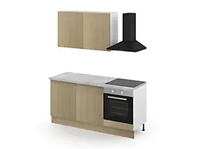 Cuisine complète GoodHome Elcot effet chêne 2 caissons hauts + 3 bas sans électroménager l.80 cm