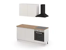 Cuisine complète GoodHome Elcot blanc mat 2 caissons hauts + 3 bas sans électroménager l.80 cm