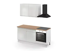 Cuisine complète GoodHome Garcinia blanc brillant 2 caissons hauts + 3 bas sans électroménager l.80 cm