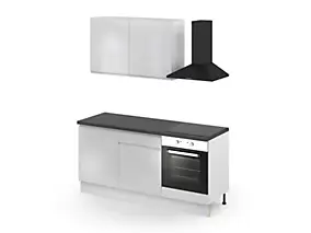 Cuisine complète GoodHome Garcinia gris clair brillant 2 caissons hauts + 3 bas sans électroménager l.80 cm