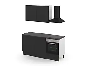 Cuisine complète GoodHome Stevia noir mat l.80 cm 2 caissons hauts + 3 bas sans électroménager