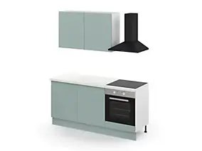 Cuisine complète GoodHome Stevia vert mat 2 caissons hauts + 3 bas sans électroménager l.80 cm