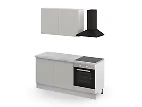 Cuisine complète GoodHome Stevia gris mat 2 caissons hauts + 3 bas sans électroménager l.80 cm