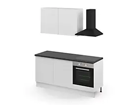 Cuisine complète GoodHome Stevia blanc mat 2 caissons hauts + 3 bas sans électroménager l.80 cm