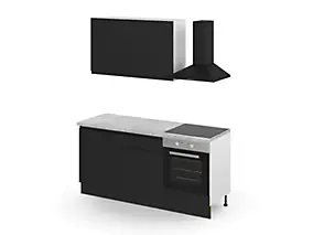 Cuisine complète GoodHome Garcinia noir mat 2 caissons hauts + 3 bas sans électroménager l.80 cm