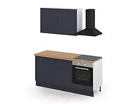 Cuisine complète GoodHome Garcinia bleu mat 2 caissons hauts + 3 bas sans électroménager l.80 cm