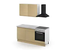 Cuisine complète GoodHome Garcinia effet chêne 2 caissons hauts + 3 bas sans électroménager l.80 cm