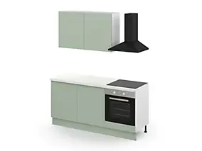 Cuisine complète GoodHome Palma vert agave 2 caissons hauts + 3 bas sans électroménager l.80 cm