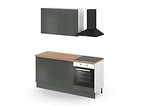 Cuisine complète GoodHome Palma vert forêt brillant 2 caissons hauts + 3 bas sans électroménager l.80 cm