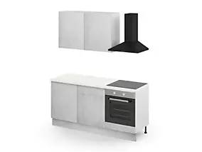 Cuisine complète GoodHome Palma effet béton clair 2 caissons hauts + 3 bas sans électroménager l.80 cm