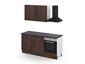 Cuisine complète GoodHome Palma effet bois sombre 2 caissons hauts + 3 bas sans électroménager l.80 cm