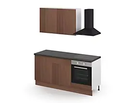 Cuisine complète GoodHome Palma effet noyer 2 caissons hauts + 3 bas sans électroménager l.80 cm