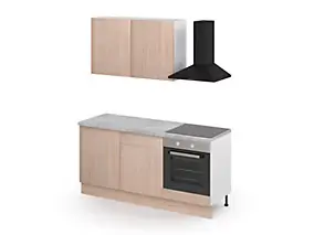Cuisine complète GoodHome Palma effet chêne brut 2 caissons hauts + 3 bas sans électroménager l.80 cm