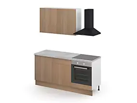 Cuisine complète GoodHome Palma effet chêne naturel 2 caissons hauts + 3 bas sans électroménager l.80 cm