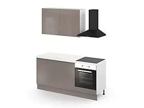 Cuisine complète GoodHome Palma taupe 2 caissons hauts + 3 bas sans électroménager l.80 cm